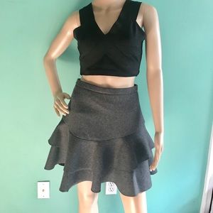 J.Crew Grey Wool Tiered Ruffle Skirt, Sz 4, NEW